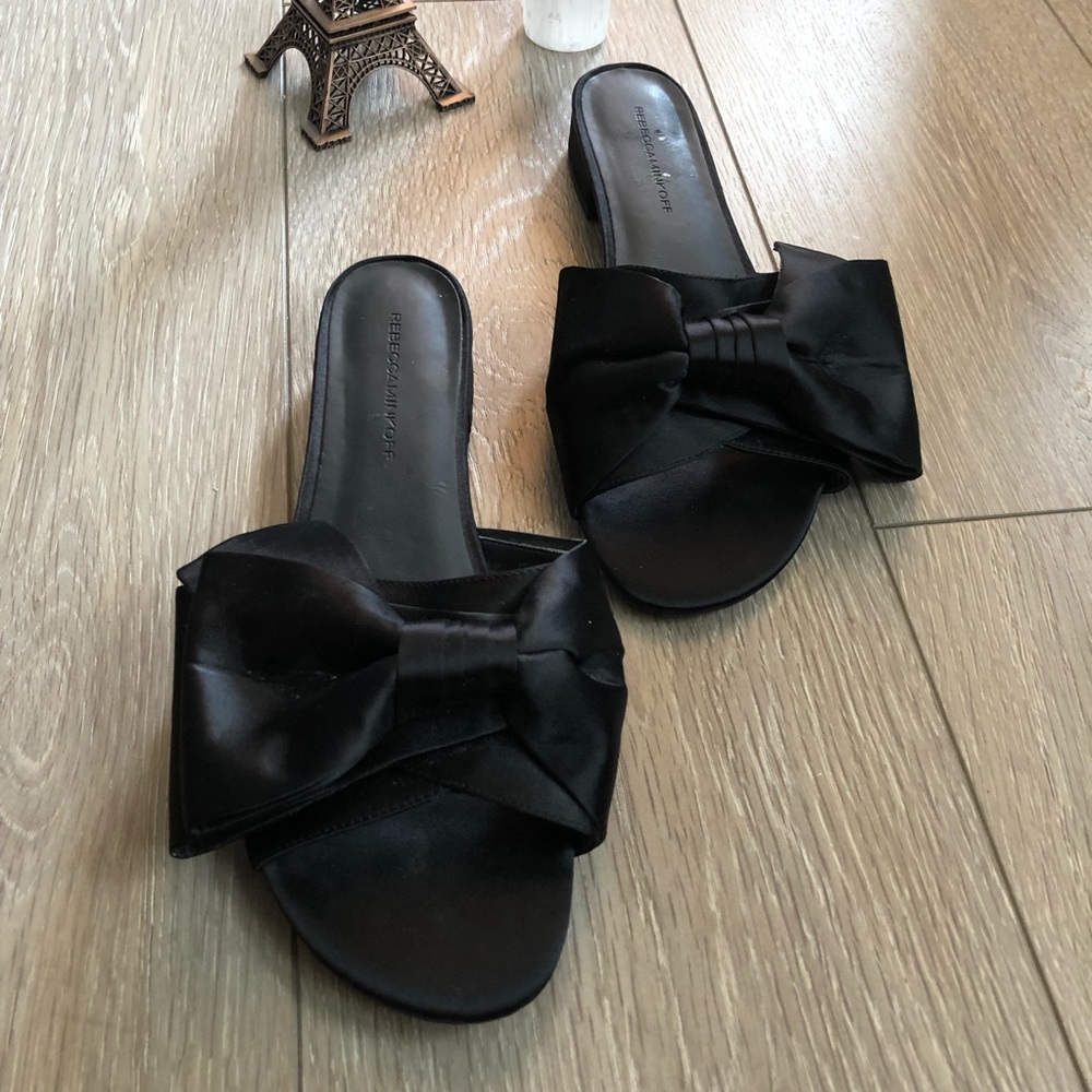 Rebecca Minkoff Bow Slip On Black Calista Sandals